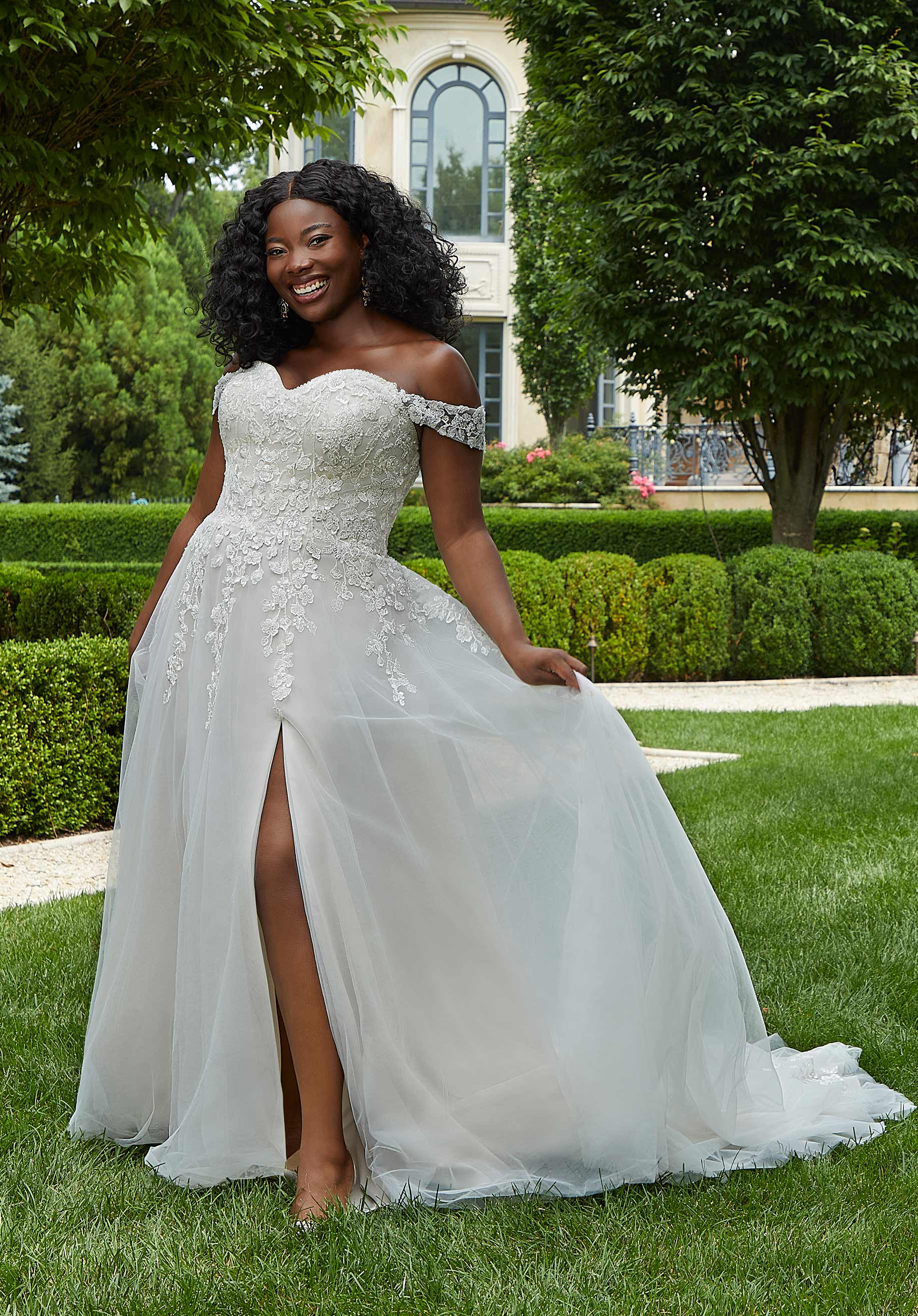 2023 Glitter Wedding Dresses Full Sleeves Off Shoulder Side Slit