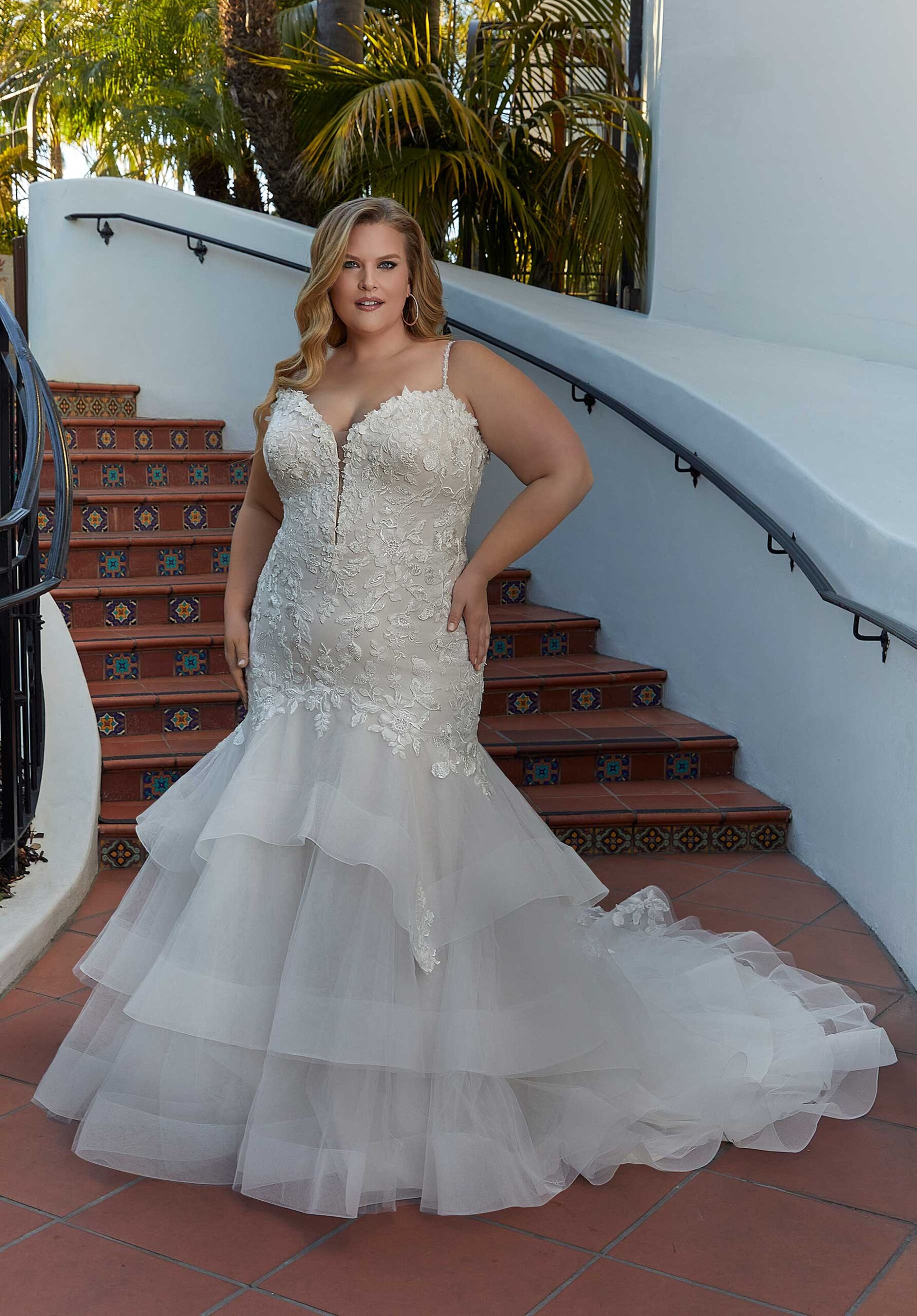 As-Is Plunging Lace Halter Plus Size Wedding Dress