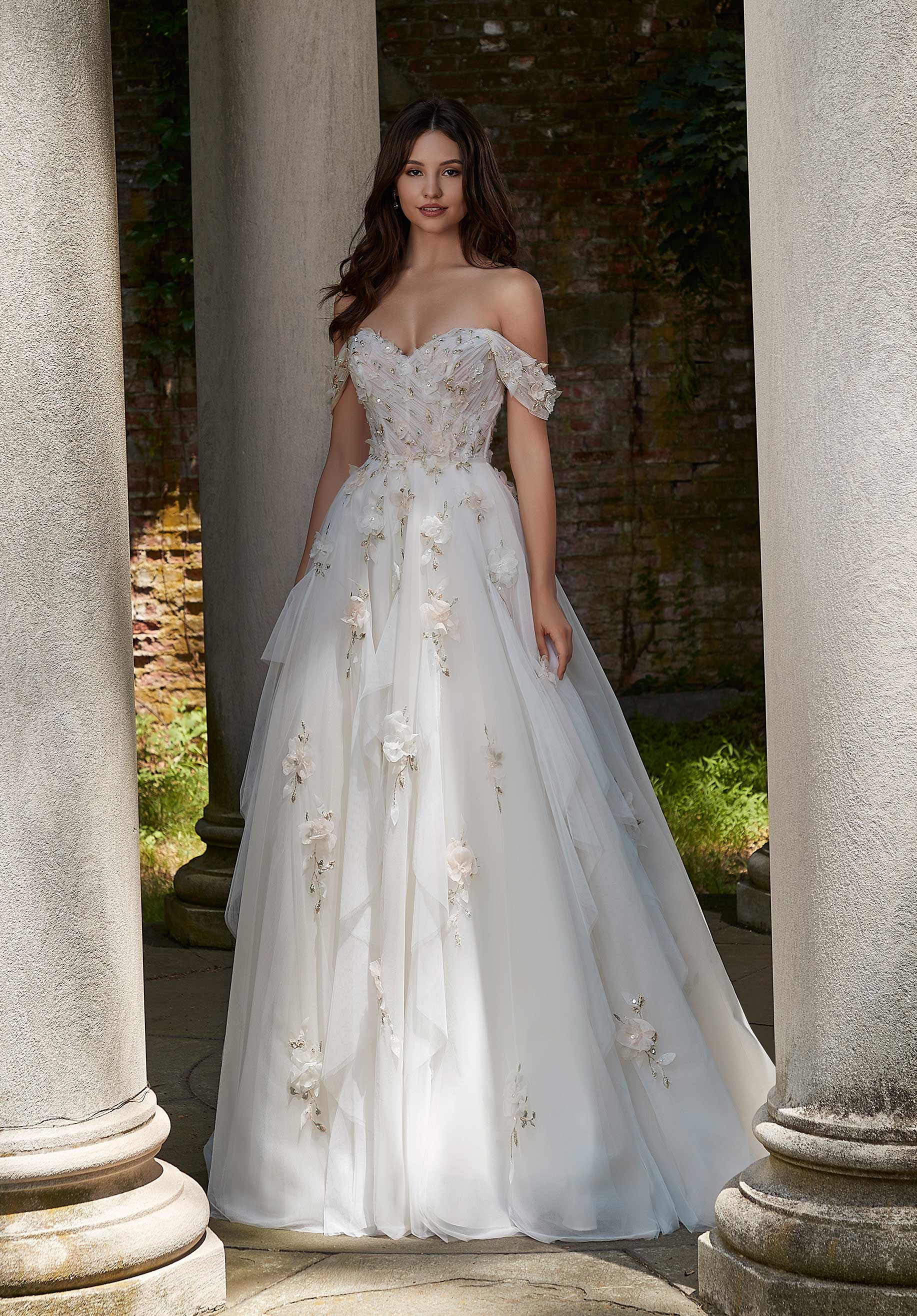 2023 Glitter Wedding Dresses Full Sleeves Off Shoulder Side Slit