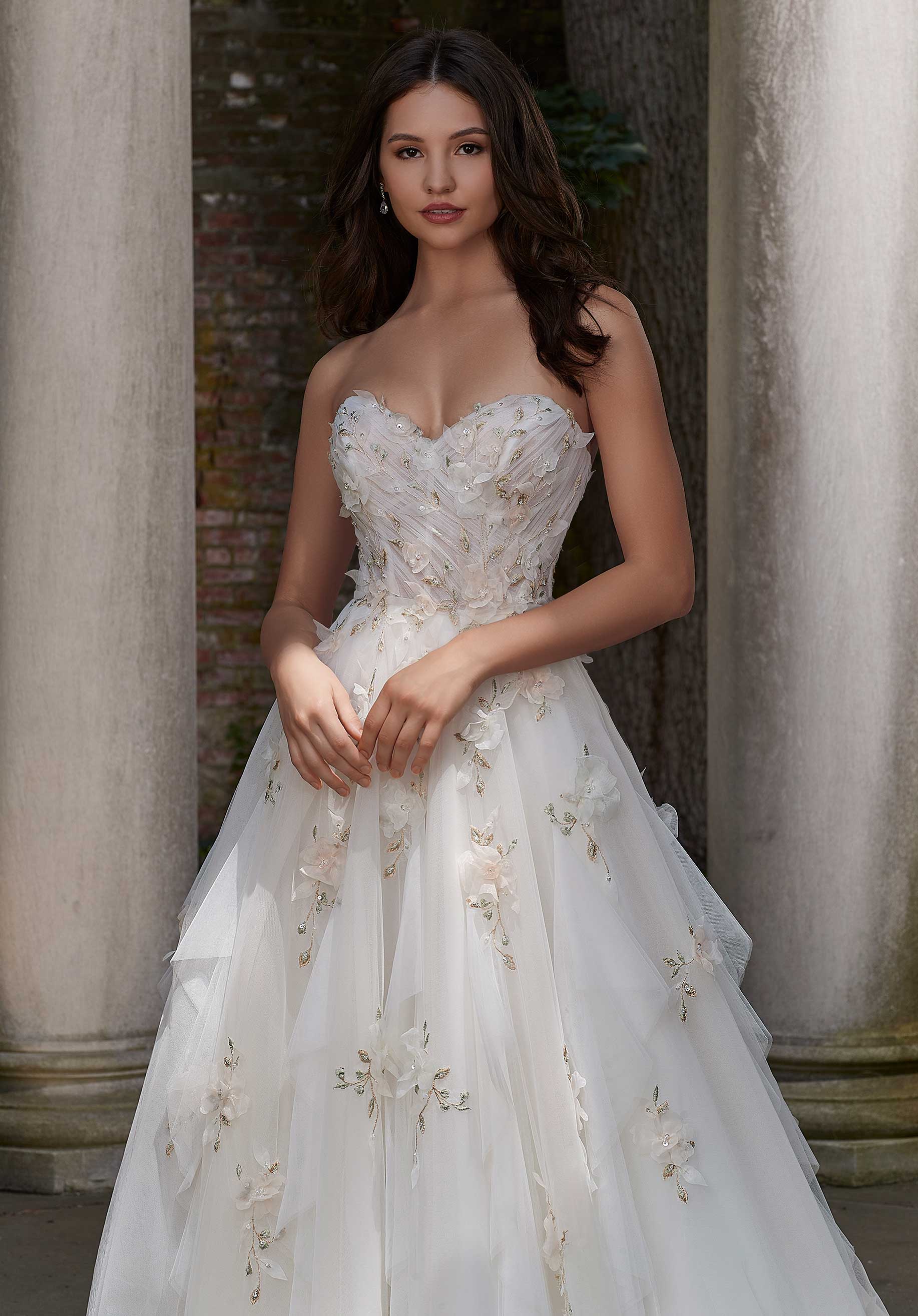 Classic A-line Strapless Wedding Dress with Lace Corset Bodice