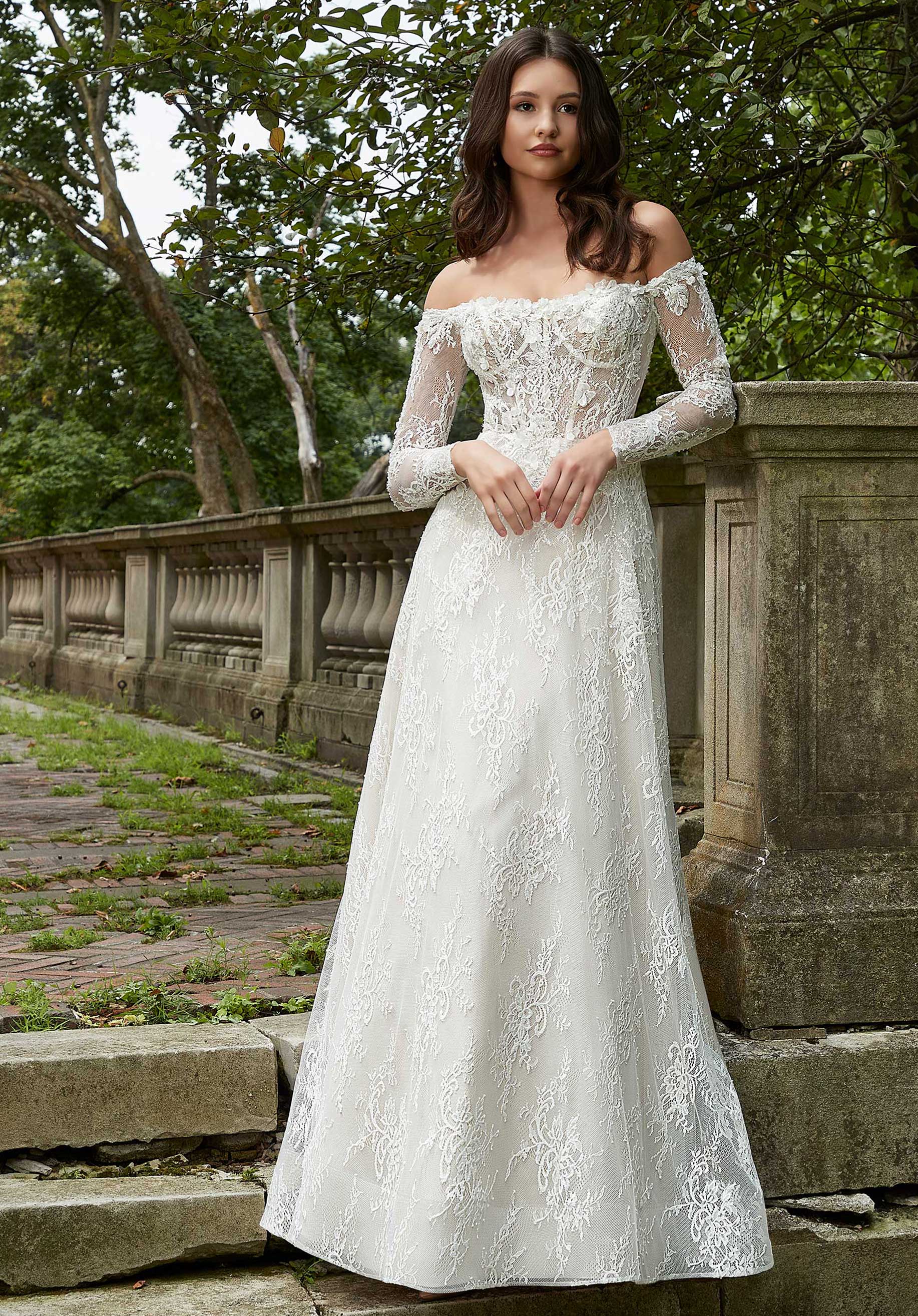 Luxurious lace wedding dress with the finest Italian mesh