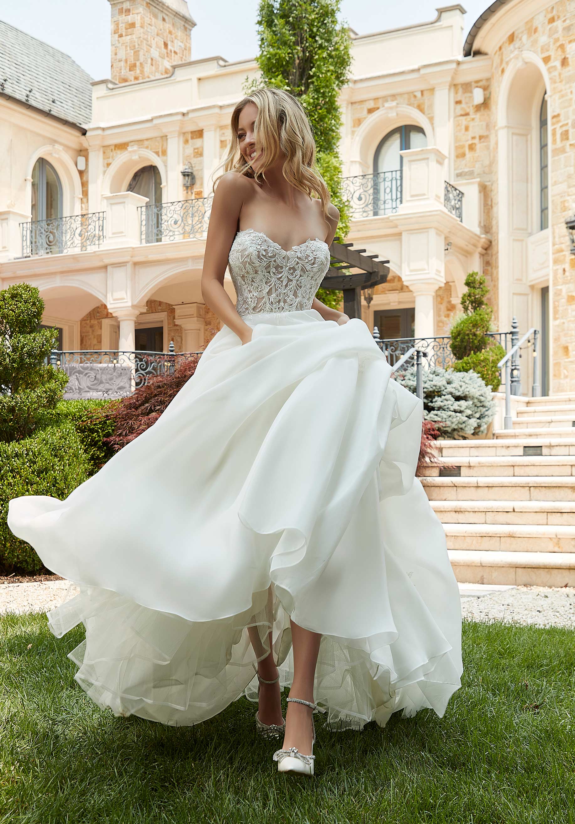 Strapless Ball Gown Wedding Dress with Bow