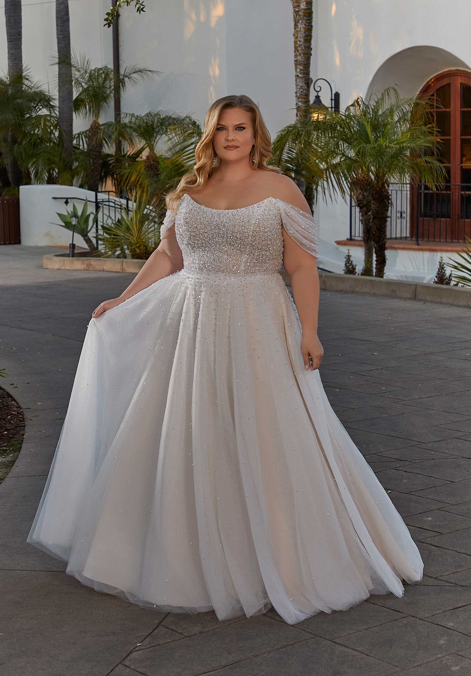 Plus size white sparkly dress online